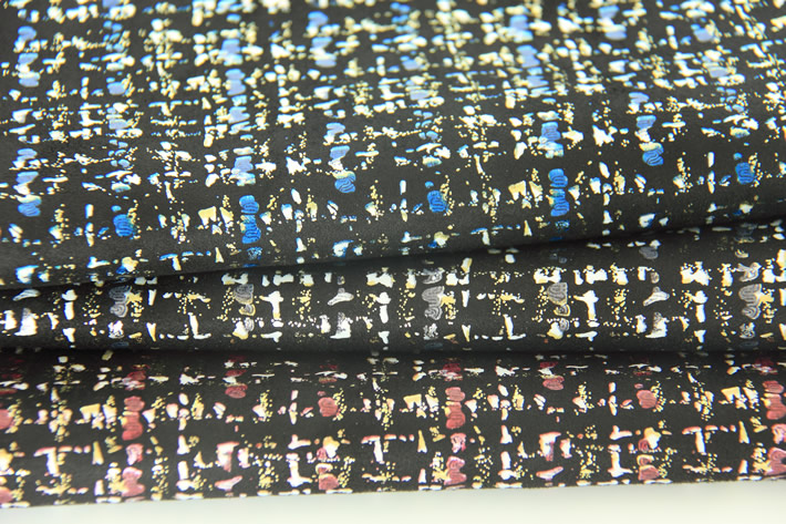 燙金麂皮絨布，七彩圓點花型，復(fù)古麂皮絨旗袍面料