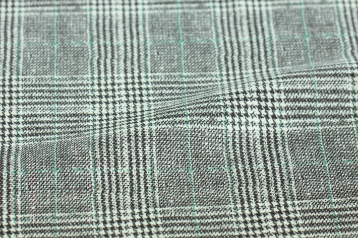 綠色印花千鳥格紋麂皮絨